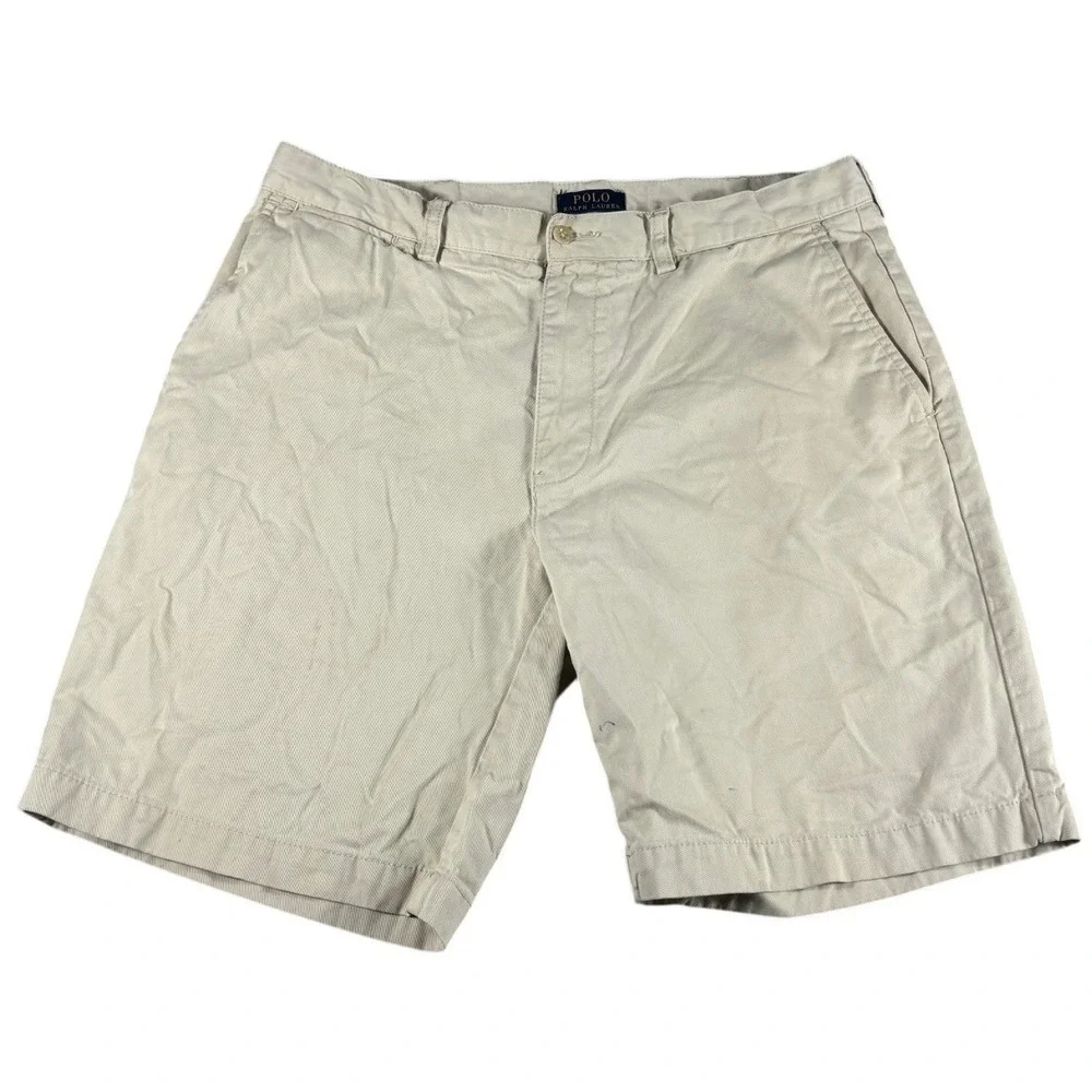 Polo Ralph Lauren Chino Shorts Mens 34 Tan Khaki Rugged Workwear Casual Heritage
